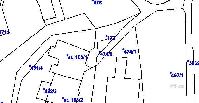 Parcela st. 474/5 v KÚ Rtyně v Podkrkonoší, Katastrální mapa