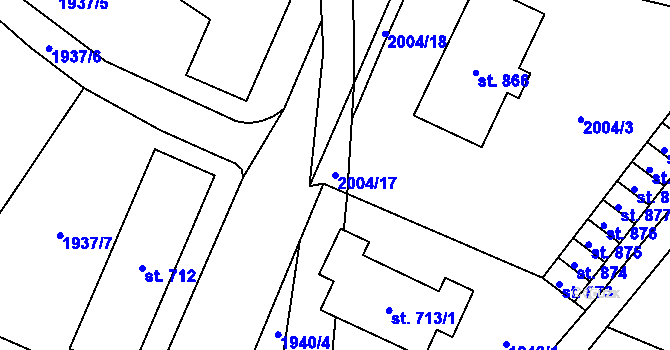 Parcela st. 2004/17 v KÚ Rtyně v Podkrkonoší, Katastrální mapa