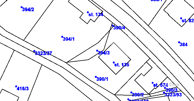 Parcela st. 394/3 v KÚ Rtyně v Podkrkonoší, Katastrální mapa