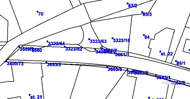 Parcela st. 3400/64 v KÚ Rtyně v Podkrkonoší, Katastrální mapa