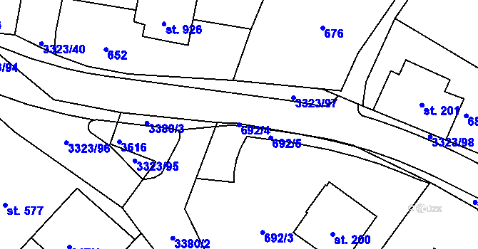Parcela st. 692/4 v KÚ Rtyně v Podkrkonoší, Katastrální mapa