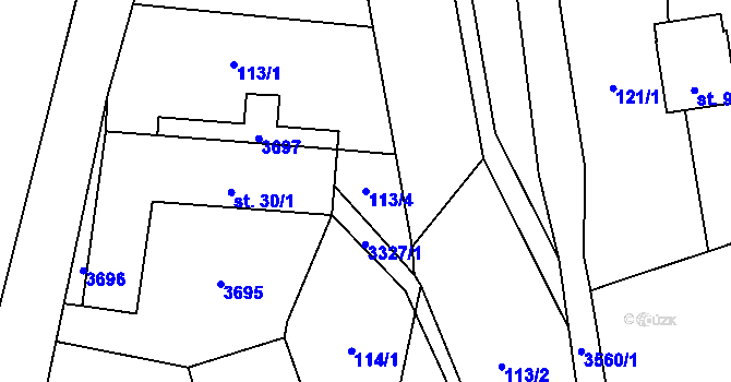 Parcela st. 113/4 v KÚ Rtyně v Podkrkonoší, Katastrální mapa