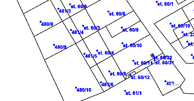 Parcela st. 60/4 v KÚ Ruda u Nového Strašecí, Katastrální mapa