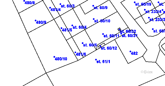 Parcela st. 60/5 v KÚ Ruda u Nového Strašecí, Katastrální mapa