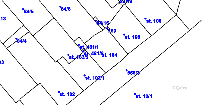 Parcela st. 104 v KÚ Ruda u Nového Strašecí, Katastrální mapa