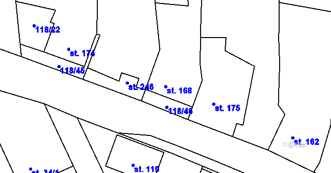 Parcela st. 168 v KÚ Ruda u Nového Strašecí, Katastrální mapa