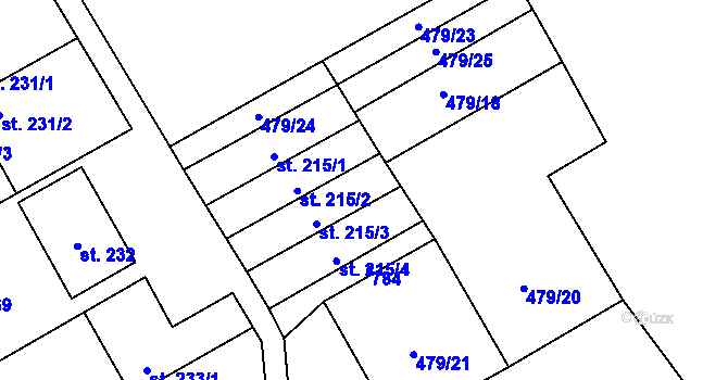 Parcela st. 215/5 v KÚ Ruda u Nového Strašecí, Katastrální mapa