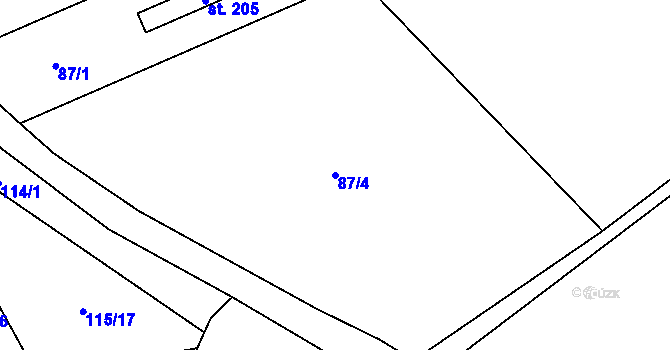Parcela st. 87/4 v KÚ Ruda u Nového Strašecí, Katastrální mapa