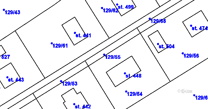 Parcela st. 129/55 v KÚ Ruda u Nového Strašecí, Katastrální mapa
