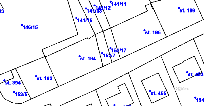 Parcela st. 152/7 v KÚ Ruda u Nového Strašecí, Katastrální mapa