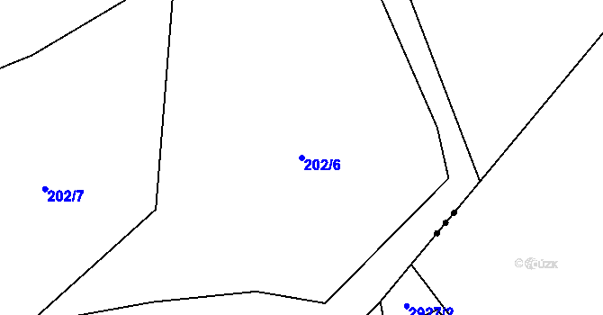 Parcela st. 202/6 v KÚ Ruda u Nového Strašecí, Katastrální mapa