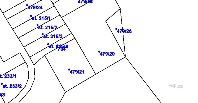 Parcela st. 479/20 v KÚ Ruda u Nového Strašecí, Katastrální mapa