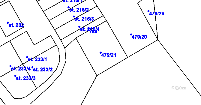 Parcela st. 479/21 v KÚ Ruda u Nového Strašecí, Katastrální mapa