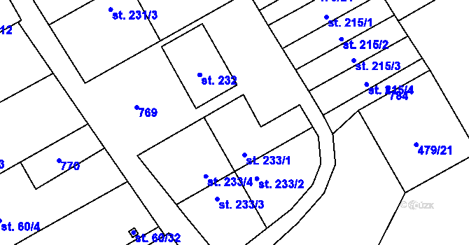 Parcela st. 60/20 v KÚ Ruda u Nového Strašecí, Katastrální mapa