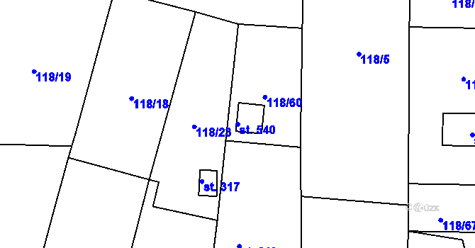 Parcela st. 540 v KÚ Ruda u Nového Strašecí, Katastrální mapa