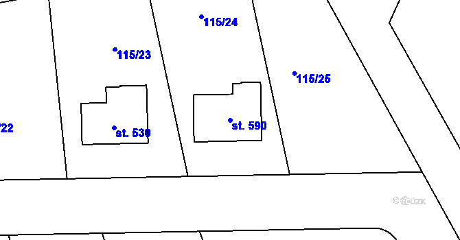 Parcela st. 590 v KÚ Ruda u Nového Strašecí, Katastrální mapa