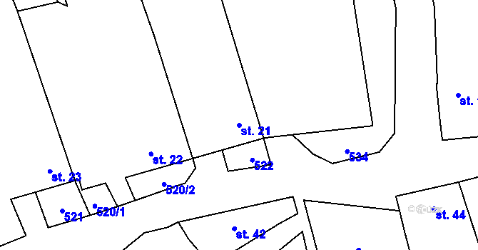 Parcela st. 21 v KÚ Ruda u Velkého Meziříčí, Katastrální mapa