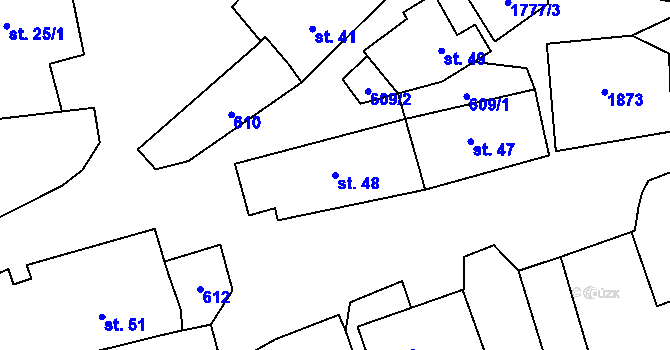Parcela st. 48 v KÚ Ruda u Velkého Meziříčí, Katastrální mapa