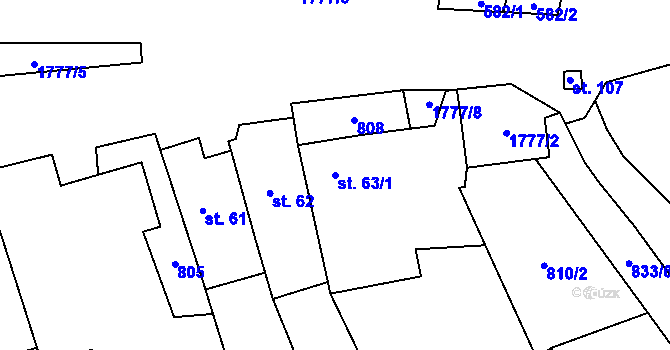 Parcela st. 63/1 v KÚ Ruda u Velkého Meziříčí, Katastrální mapa