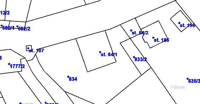 Parcela st. 64/1 v KÚ Ruda u Velkého Meziříčí, Katastrální mapa