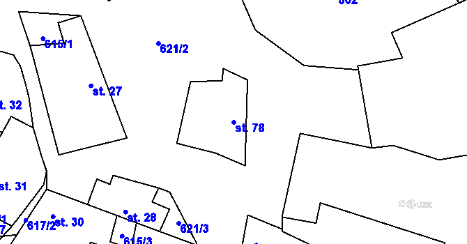 Parcela st. 78 v KÚ Ruda u Velkého Meziříčí, Katastrální mapa