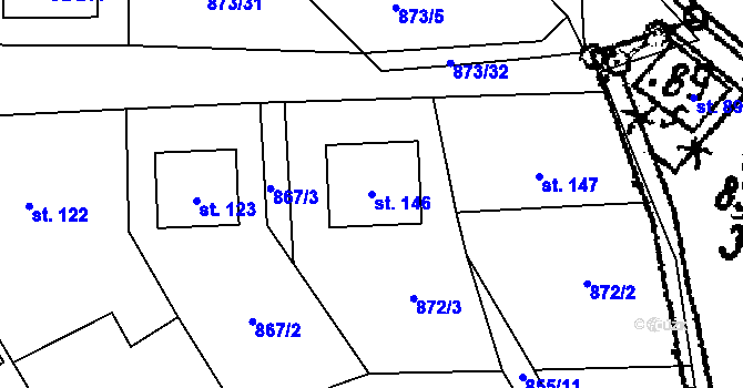Parcela st. 146 v KÚ Ruda u Velkého Meziříčí, Katastrální mapa