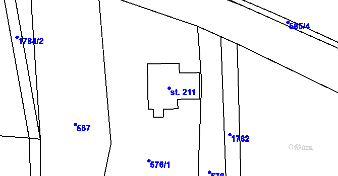 Parcela st. 211 v KÚ Ruda u Velkého Meziříčí, Katastrální mapa