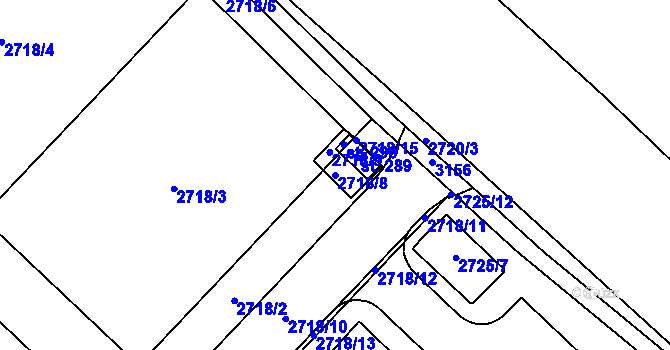 Parcela st. 2718/8 v KÚ Ruda u Velkého Meziříčí, Katastrální mapa