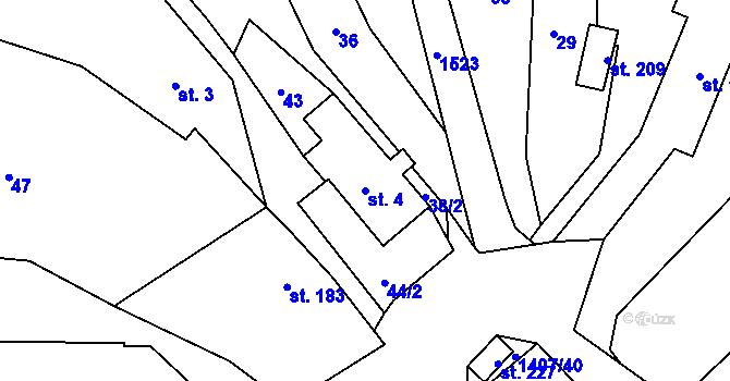 Parcela st. 4 v KÚ Ruda u Rýmařova, Katastrální mapa