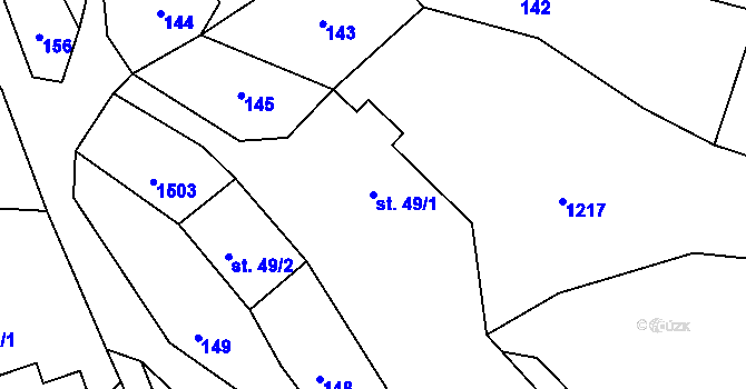 Parcela st. 49/1 v KÚ Ruda u Rýmařova, Katastrální mapa