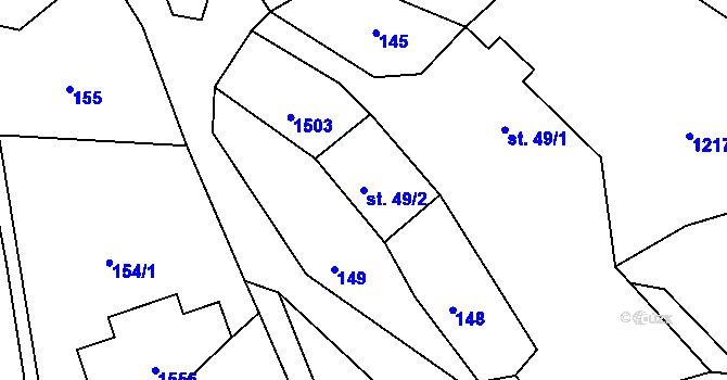 Parcela st. 49/2 v KÚ Ruda u Rýmařova, Katastrální mapa