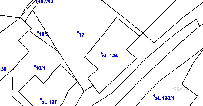 Parcela st. 144 v KÚ Ruda u Rýmařova, Katastrální mapa