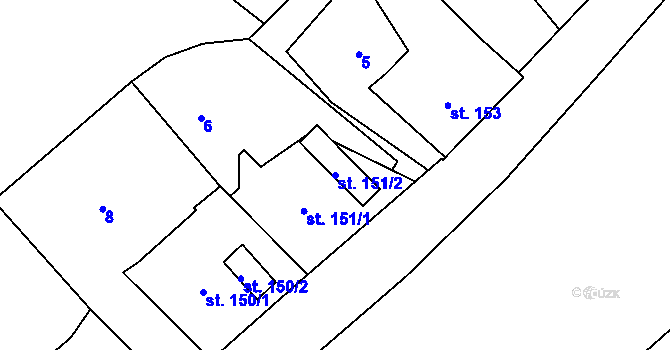 Parcela st. 151/2 v KÚ Ruda u Rýmařova, Katastrální mapa
