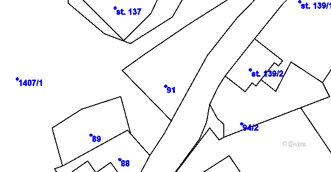 Parcela st. 91 v KÚ Ruda u Rýmařova, Katastrální mapa