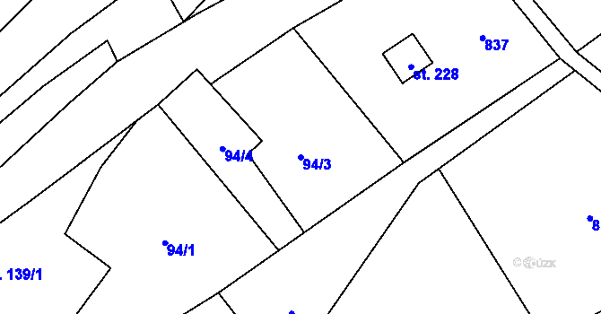 Parcela st. 94/3 v KÚ Ruda u Rýmařova, Katastrální mapa