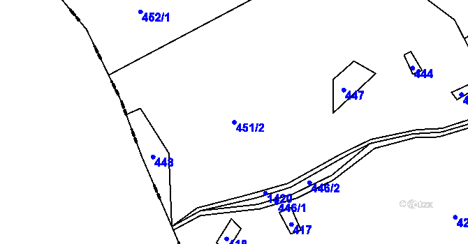 Parcela st. 451/2 v KÚ Ruda u Rýmařova, Katastrální mapa