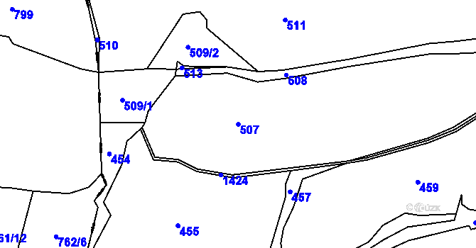 Parcela st. 507 v KÚ Ruda u Rýmařova, Katastrální mapa