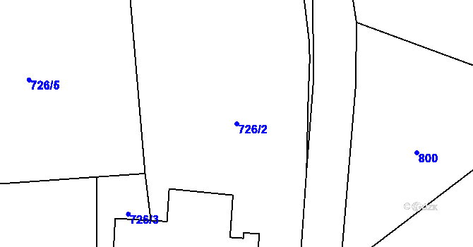 Parcela st. 726/2 v KÚ Ruda u Rýmařova, Katastrální mapa