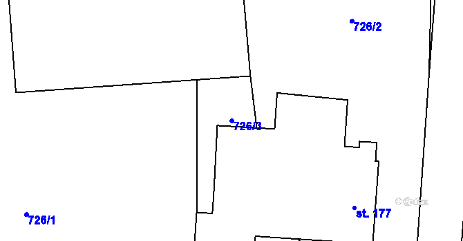 Parcela st. 726/3 v KÚ Ruda u Rýmařova, Katastrální mapa