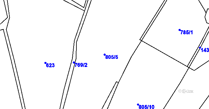 Parcela st. 805/5 v KÚ Ruda u Rýmařova, Katastrální mapa