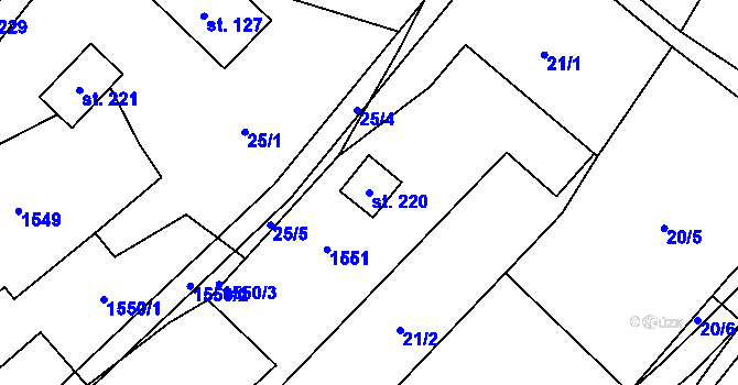 Parcela st. 220 v KÚ Ruda u Rýmařova, Katastrální mapa