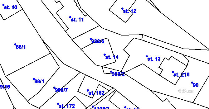 Parcela st. 14 v KÚ Hostice, Katastrální mapa