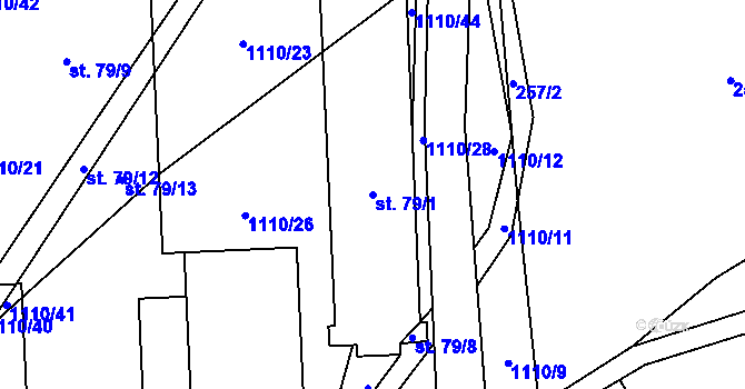 Parcela st. 79/1 v KÚ Hostice, Katastrální mapa