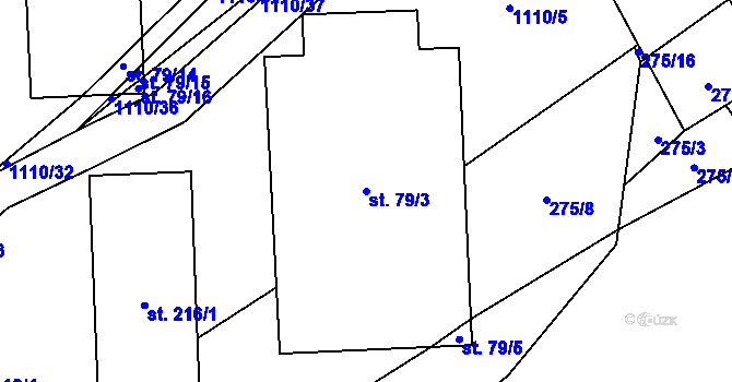 Parcela st. 79/3 v KÚ Hostice, Katastrální mapa
