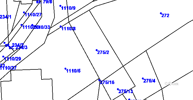 Parcela st. 275/2 v KÚ Hostice, Katastrální mapa