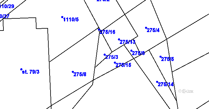 Parcela st. 275/3 v KÚ Hostice, Katastrální mapa