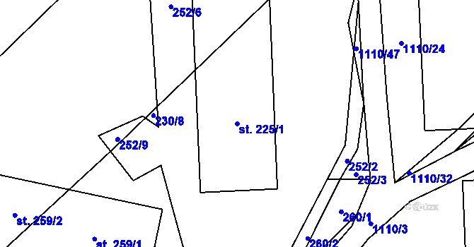 Parcela st. 225/1 v KÚ Hostice, Katastrální mapa
