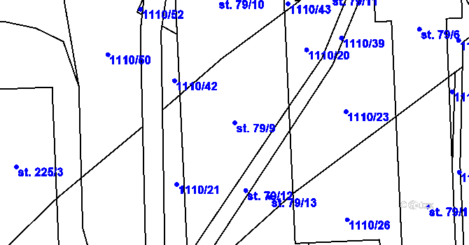 Parcela st. 79/9 v KÚ Hostice, Katastrální mapa