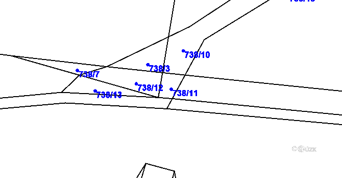Parcela st. 738/11 v KÚ Hostice, Katastrální mapa
