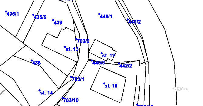 Parcela st. 12 v KÚ Ruda nad Moravou, Katastrální mapa